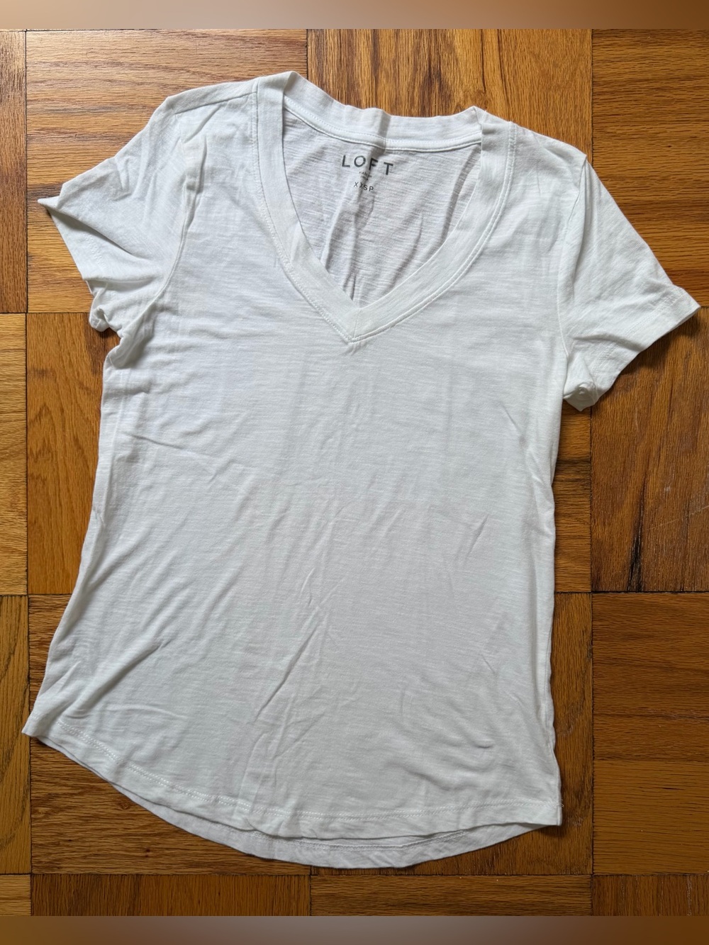 LOFT White V-Neck Short Sleeve Tee